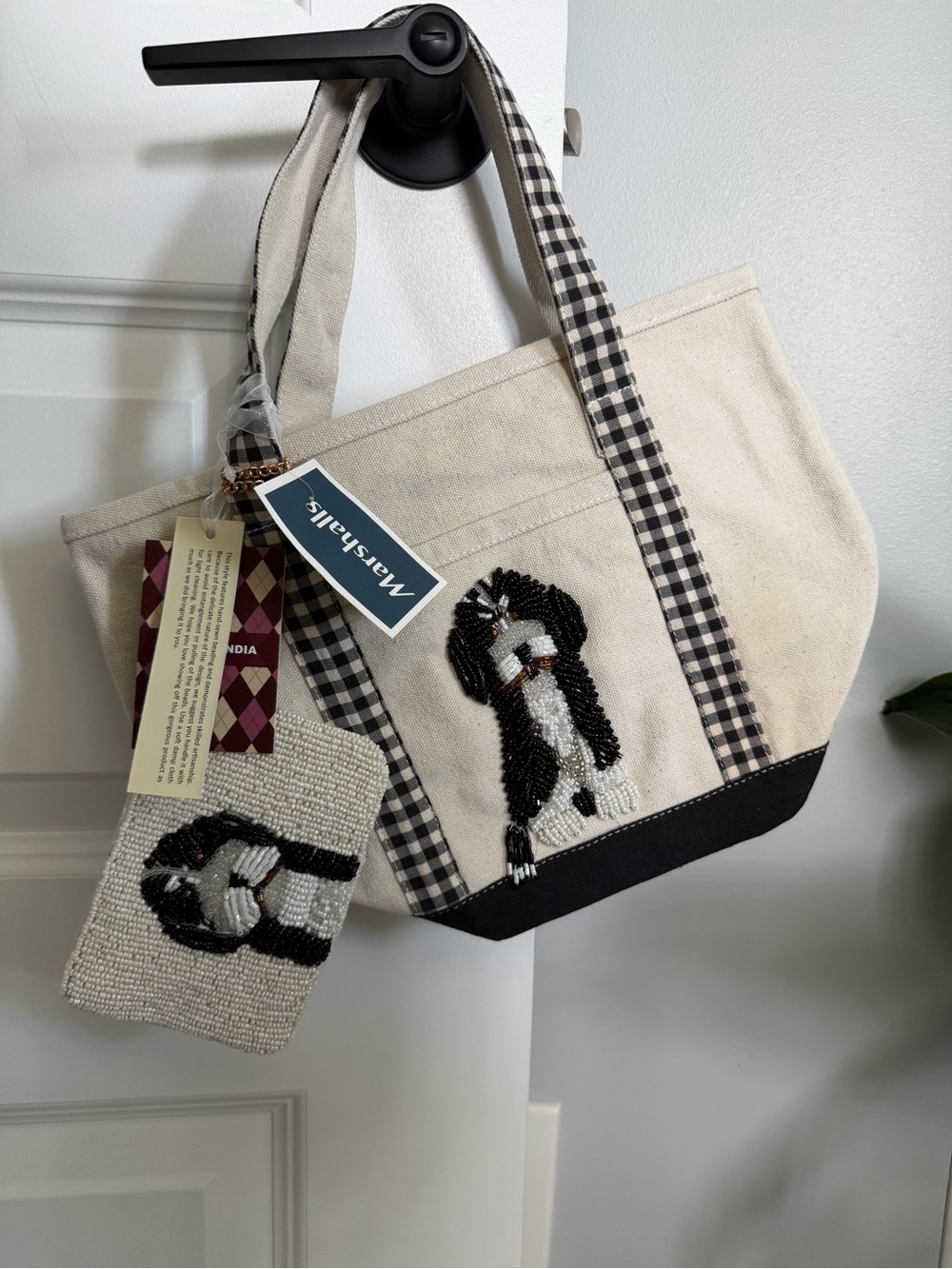 Viral Bernedoodle Mini Tote Bag with Hand Beaded Coin Purse